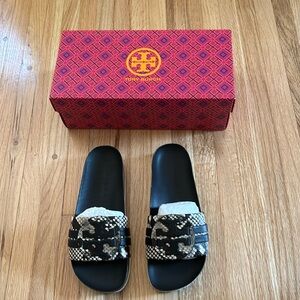 Tory Burch Leigh Snake Print Slide Sandal